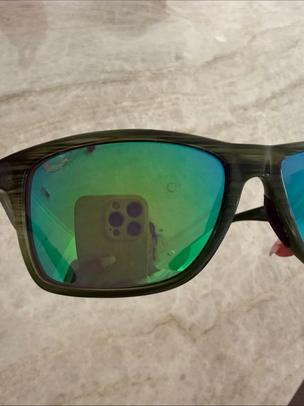 Maui Jim Green Frame Sunglasses with Blue Lenses